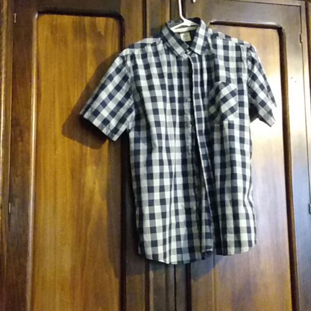 Rusted blue plaid short sleeve men's shirt